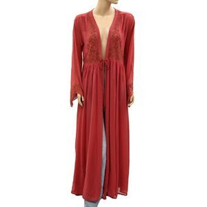 Free People Intimately Robe Coverup Maxi Top Floral Embroidered Beach M 287123